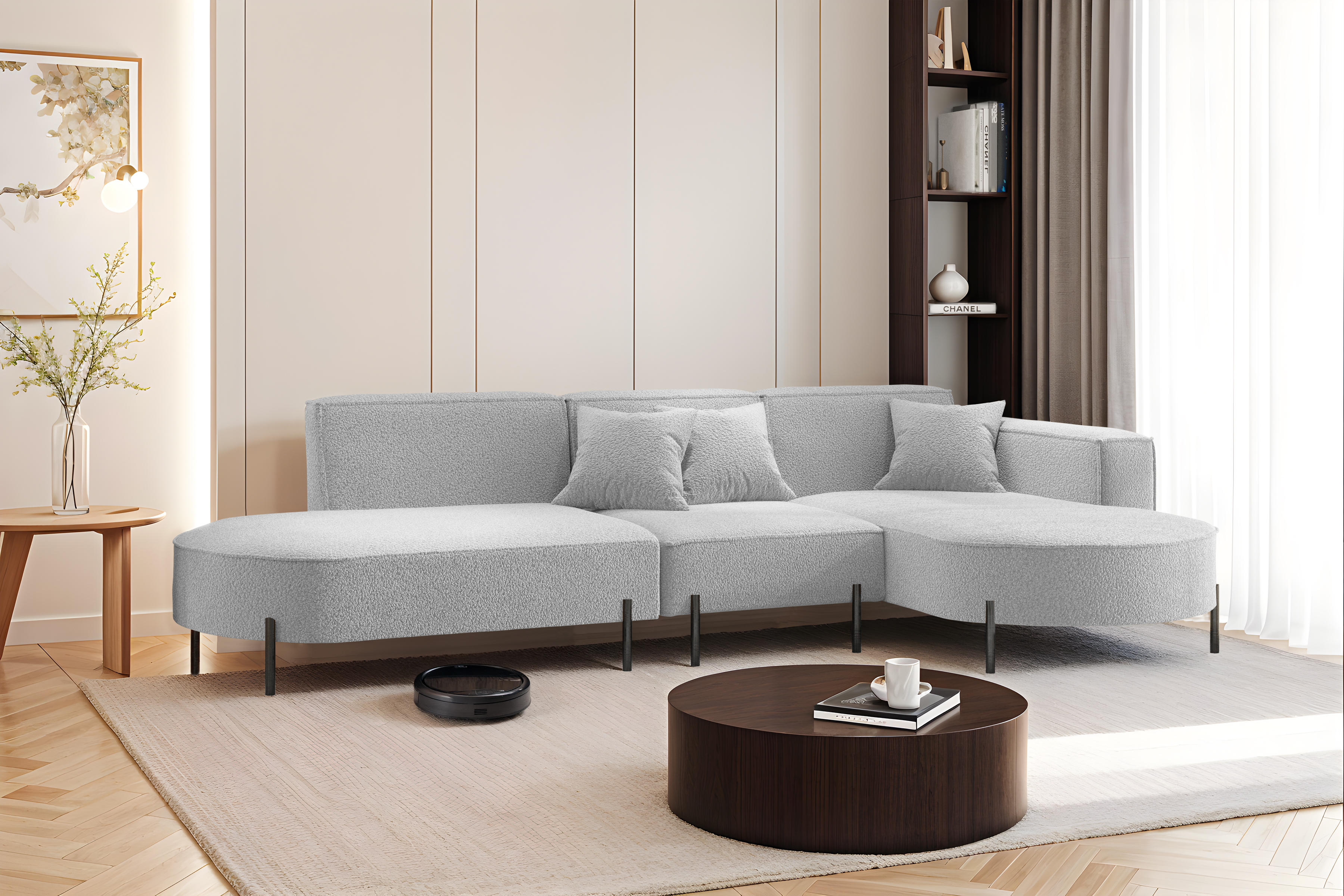 Parma L Hills Ecksofa L-Form Quelle Hellgrau